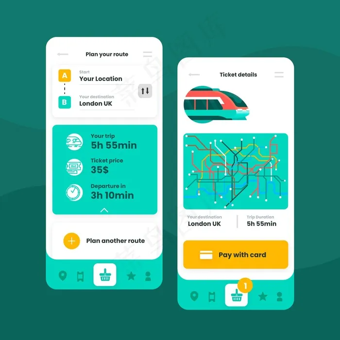 公共交通应用程序app接口模板eps,ai矢量模版下载