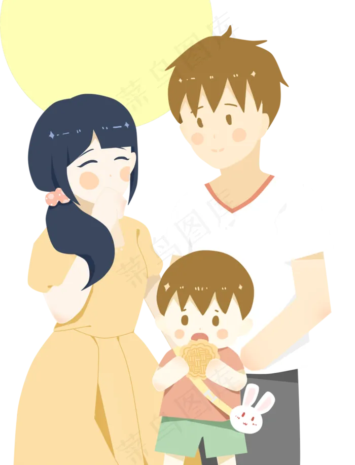 一家人吃月饼(1526X2000(DPI:300))psd模版下载