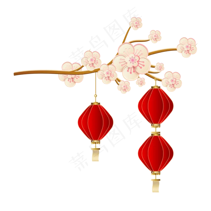 红金剪纸梅花灯笼(2000*2000px 300 dpi )ai矢量模版下载