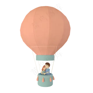 c4d立体热气球上拥抱免费下载