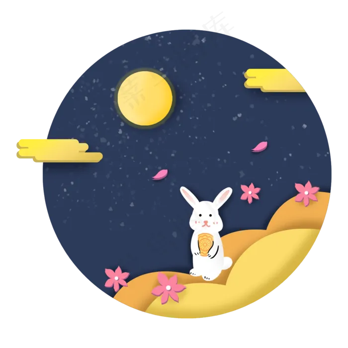 中秋节月亮中秋佳节兔子月饼花(2362X2362(DPI:300))psd模版下载