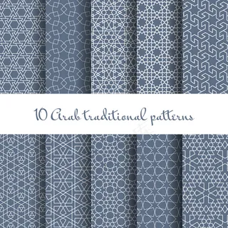 矢量阿拉伯模式集。无缝线，设计装饰，收藏面料