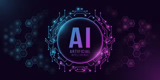 带有计算机电路板的未来派圆形横幅banner。