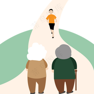 重阳节老人和小男孩团圆