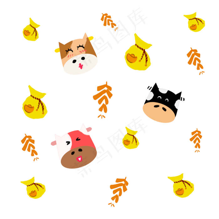 可爱牛年牛头底纹(3000X3000(DPI:300))psd模版下载