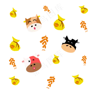 可爱牛年牛头底纹