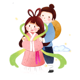 七夕情人节牛郎织女卡通