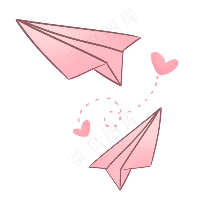 粉红色小清新七夕情人节纸飞机爱