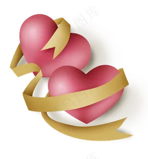 金色丝带和心形