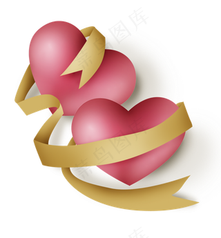 金色丝带和心形