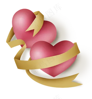 金色丝带和心形