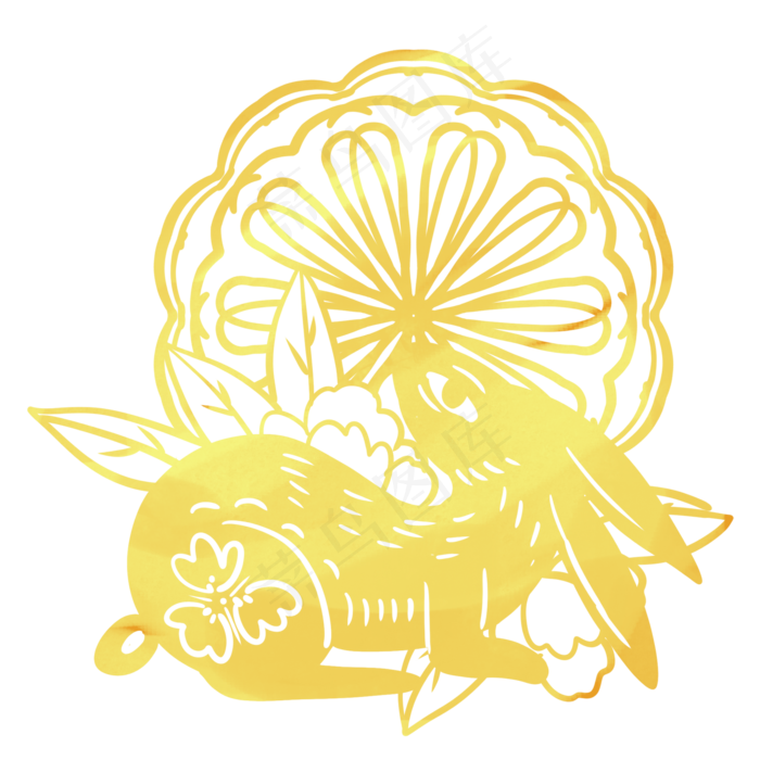 金色中秋节剪纸(2000X2000(DPI:300))psd模版下载