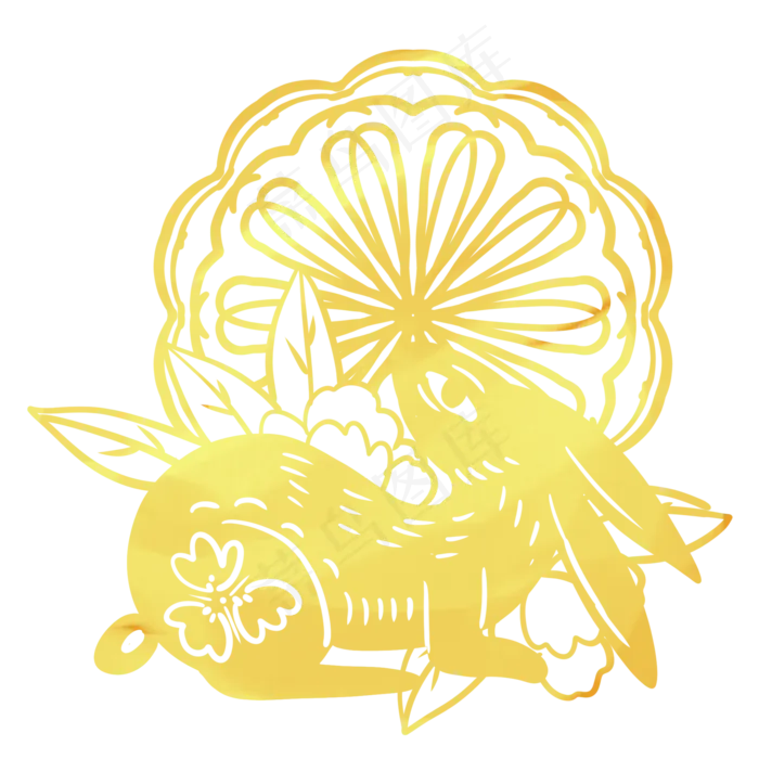 金色中秋节剪纸(2000X2000(DPI:300))psd模版下载