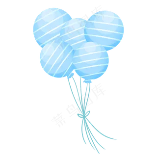淡蓝色七夕情人节条纹气球
