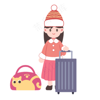 春运拉行李女孩