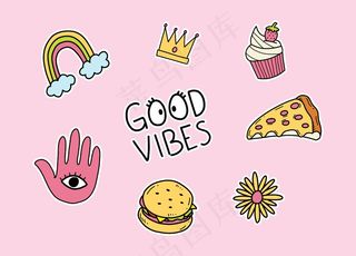 一套可爱的贴纸设计