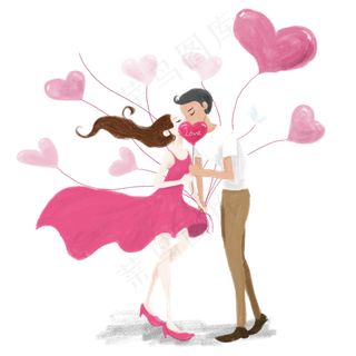 爱情情侣粉色气球约会