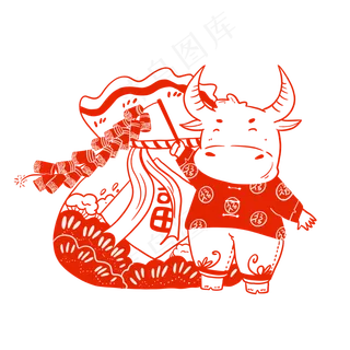 2021年春节红色喜庆牛年剪纸