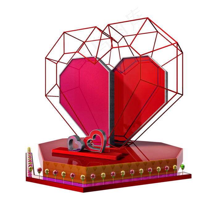 七夕爱心展台png图