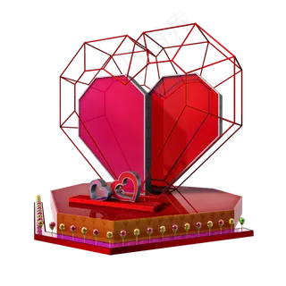 七夕爱心展台png图