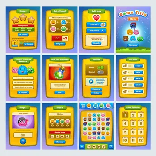 界面游戏。游戏所需的所有屏幕。