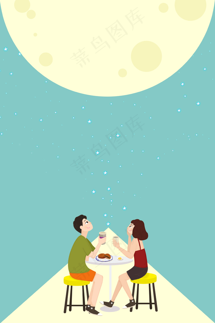 情侣中秋赏月背景