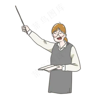 教师节卡通上课讲课的正面老师