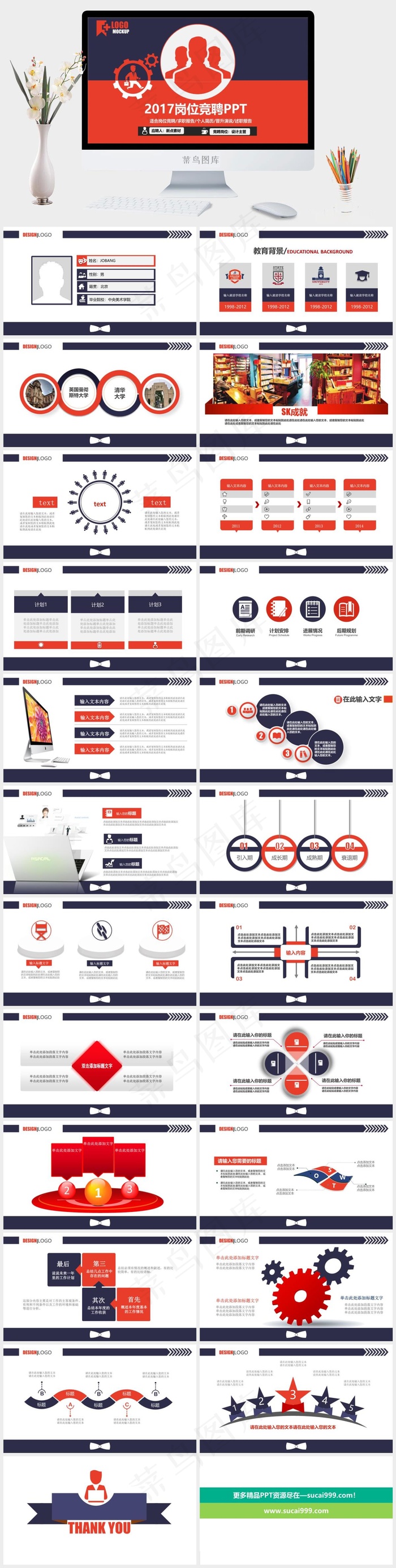 述职报告
红色蓝色卡通风营销PPT模板