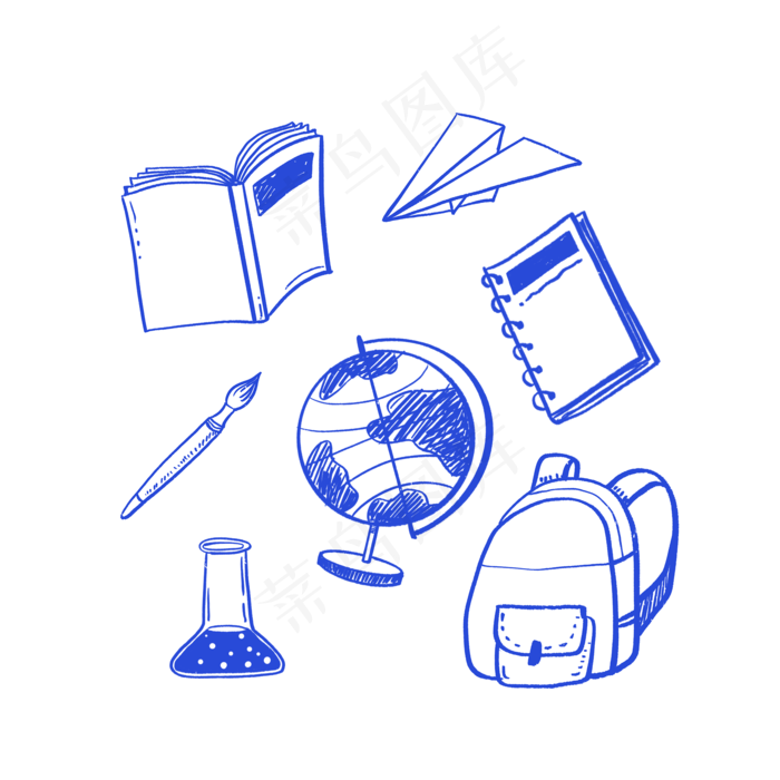 开学季学习用品涂鸦(2000X2000(DPI:300))psd模版下载