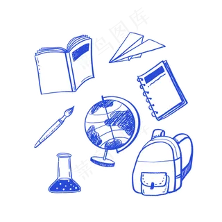 开学季学习用品涂鸦
