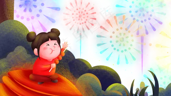 新年福娃女孩灯笼糖葫芦