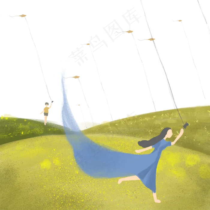 秋分唯美放风筝免抠图(2832X2832(DPI:3))psd模版下载
