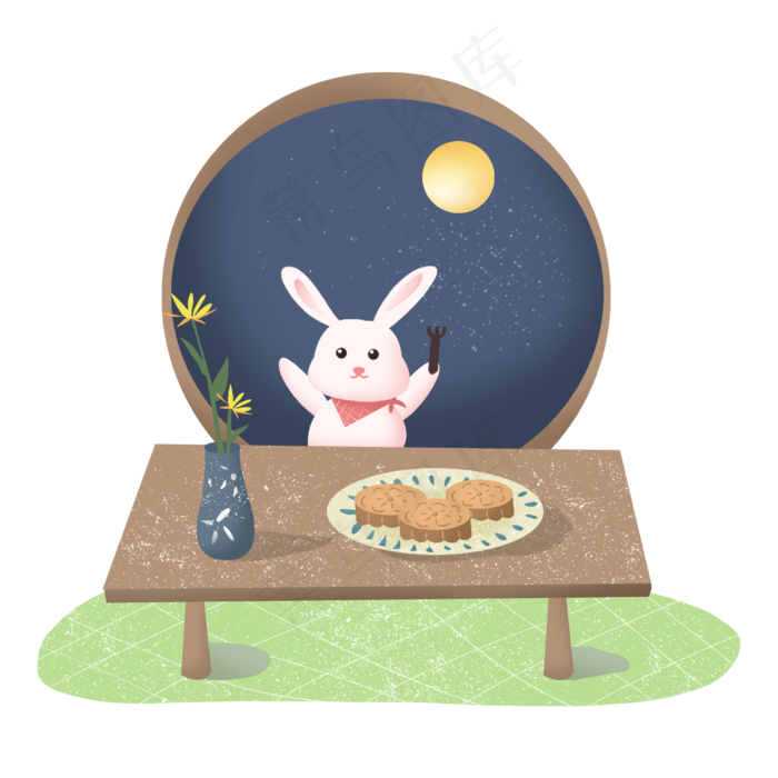 中秋节节日中秋佳节兔子月兔月亮(2362X2362(DPI:300))psd模版下载