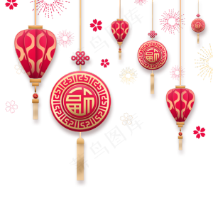 新年红色灯笼立体