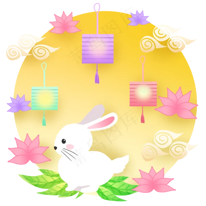 花好月圆玉兔(3000X3000(DPI:299))psd模版下载