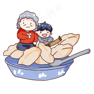手绘卡通立冬吃饺子