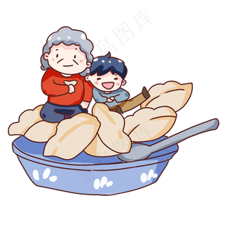 手绘卡通立冬吃饺子