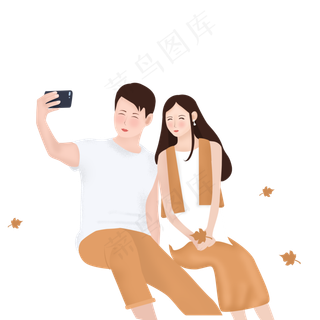 七夕情人节情侣自拍元素设计