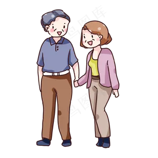 手绘卡通重阳节老人