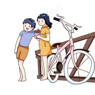 卡通七夕节约会情侣