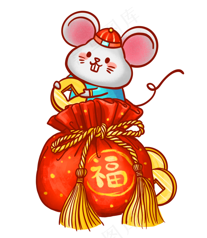 鼠年红色福袋和小老鼠