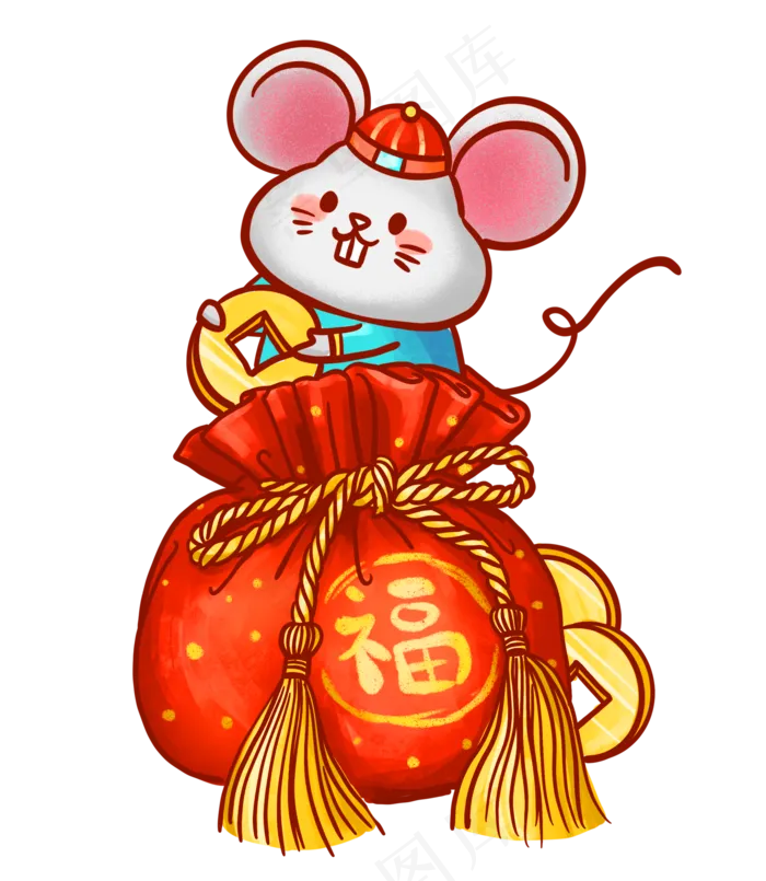 鼠年红色福袋和小老鼠(2000X2299(DPI:300))psd模版下载