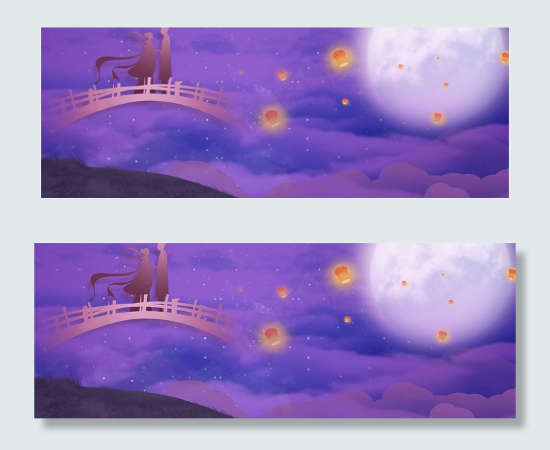 七夕浪漫夜空banner(1920*700px 	       )psd模版下载