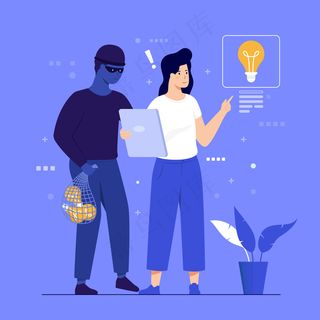 创作者使用平板电脑和工作，剽窃她的想法