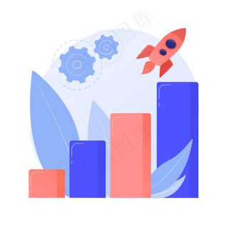 电脑性能提升。火箭快速数据传输。功率测量，带指针的表盘，带箭头的刻度。响应时间指示器。矢量孤立概念隐喻插图。