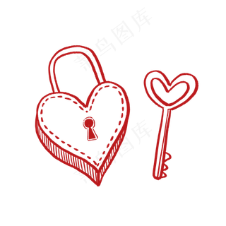 爱心锁和钥匙PNG免抠素材