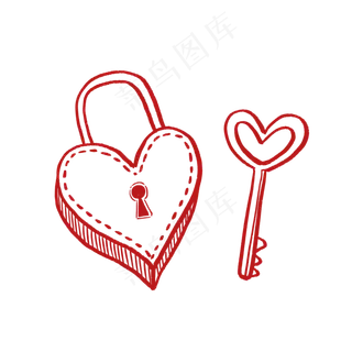 爱心锁和钥匙PNG免抠素材