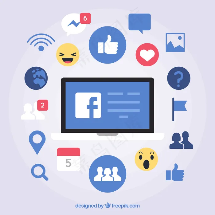 平面设计的Facebook图标背景eps,ai矢量模版下载