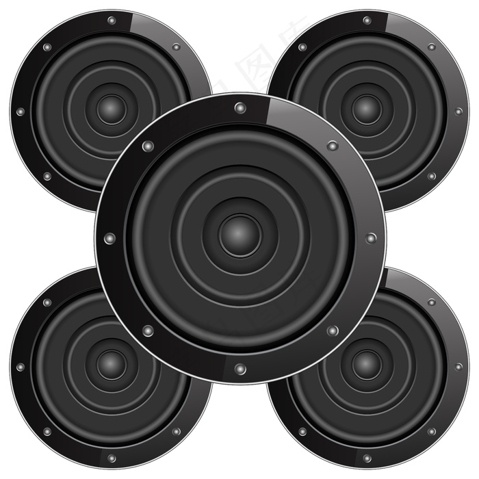 黑色声音扬声器，插图eps,ai矢量模版下载