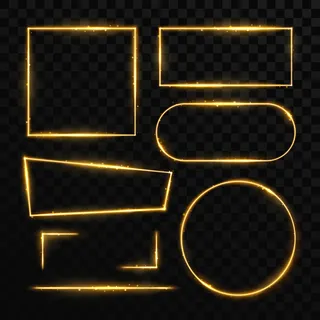 金魔光框架和元素隔离在黑色。